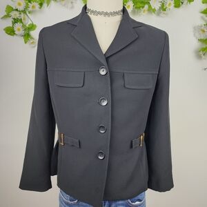 Alex Garfield Black Blazer - Side Tab Jacket - Tailored Fit Sz 8